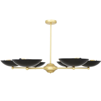 Lustre moderne Newbury en laiton avec abat-jour en métal noir