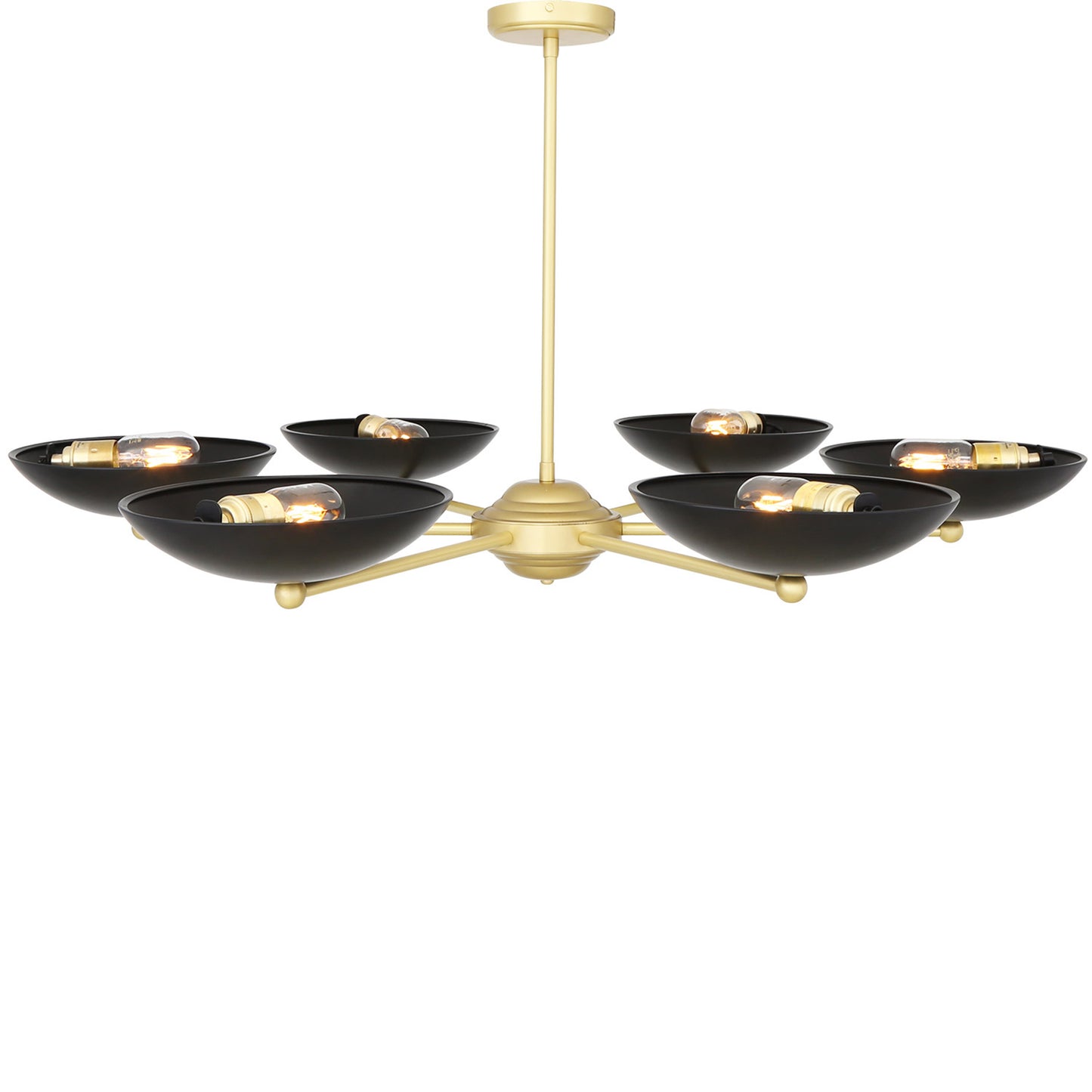Lustre moderne Newbury en laiton avec abat-jour en métal noir