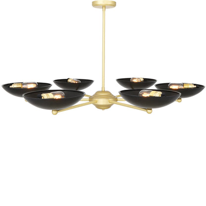 Lustre moderne Newbury en laiton avec abat-jour en métal noir