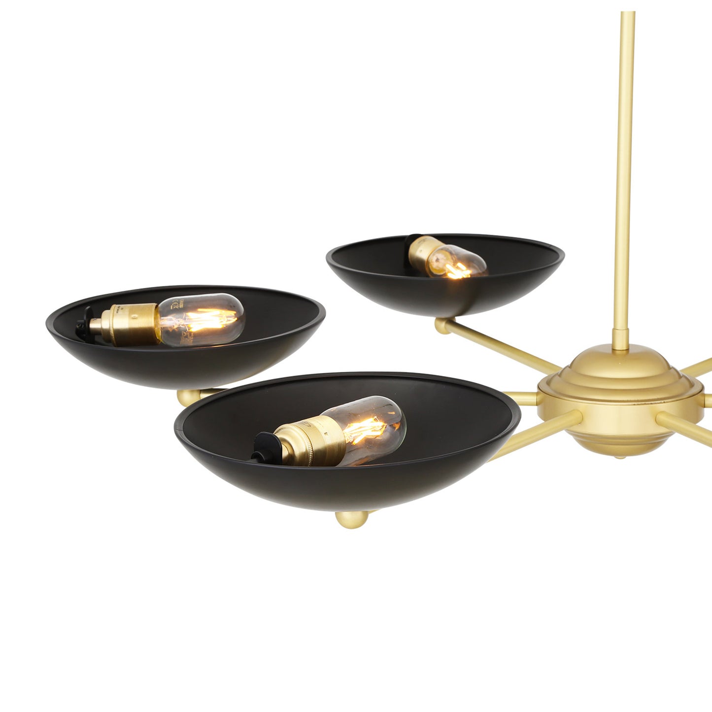 Lustre moderne Newbury en laiton avec abat-jour en métal noir