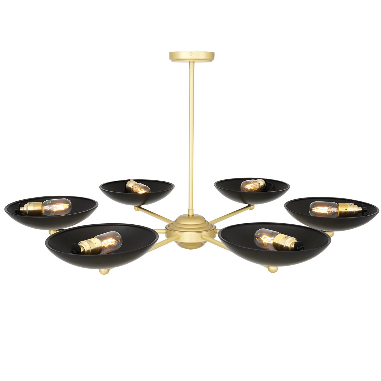 Lustre moderne Newbury en laiton avec abat-jour en métal noir