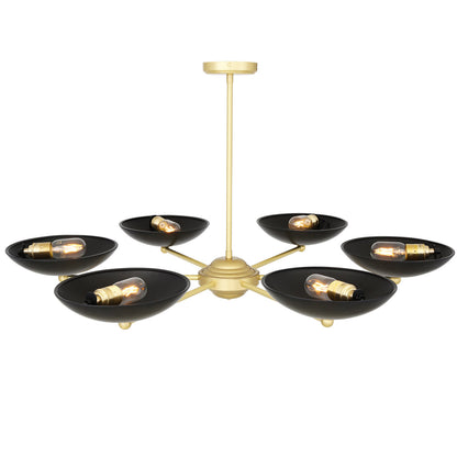 Lustre moderne Newbury en laiton avec abat-jour en métal noir