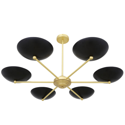 Lustre moderne Newbury en laiton avec abat-jour en métal noir