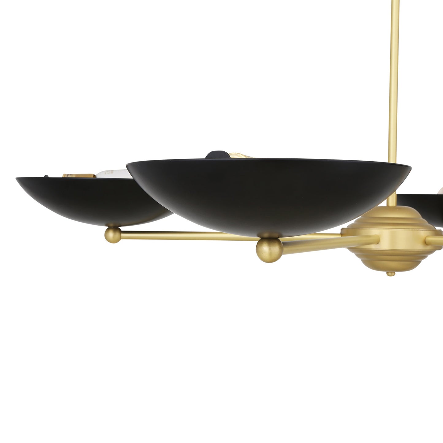 Lustre moderne Newbury en laiton avec abat-jour en métal noir