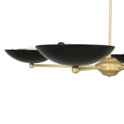 Lustre moderne Newbury en laiton avec abat-jour en métal noir