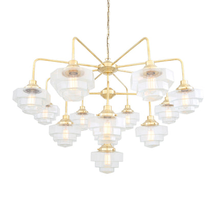 Siena Art Deco Three-Tier Brass Chandelier, 13-Light