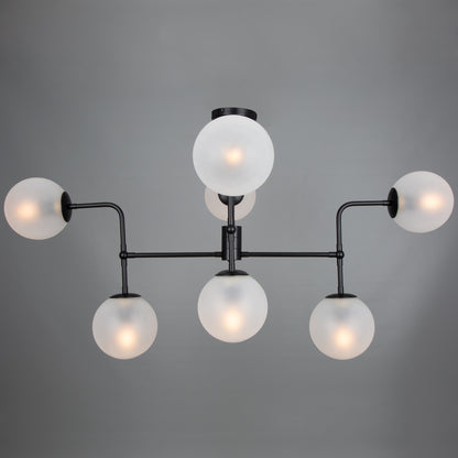 Oklahoma Glass Globe Chandelier, Eight Light