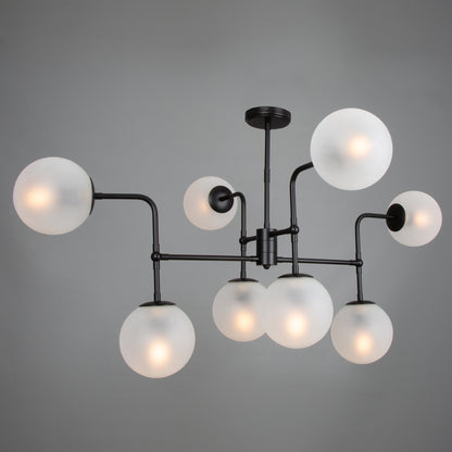 Oklahoma Glass Globe Chandelier, Eight Light
