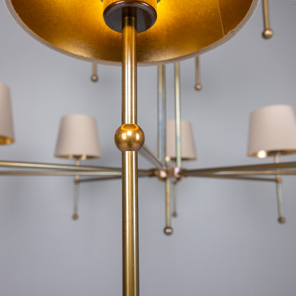 California Modern Brass Twelve-Arm Chandelier