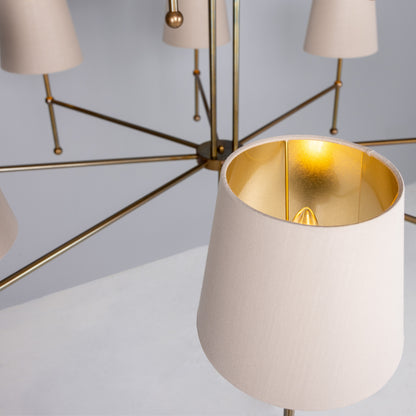 California Modern Brass Twelve-Arm Chandelier
