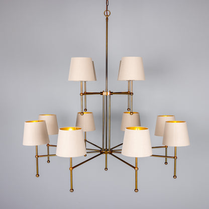 California Modern Brass Twelve-Arm Chandelier