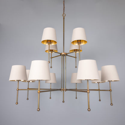 California Modern Brass Twelve-Arm Chandelier