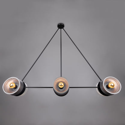 Eclipse Brass and Prismatic Glass Dish Chandelier