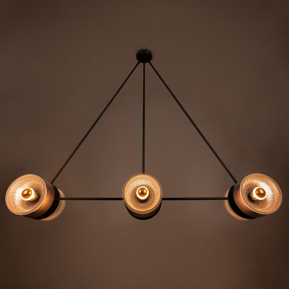 Eclipse Brass and Prismatic Glass Dish Chandelier