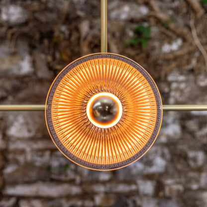 Eclipse Brass and Prismatic Glass Dish Chandelier