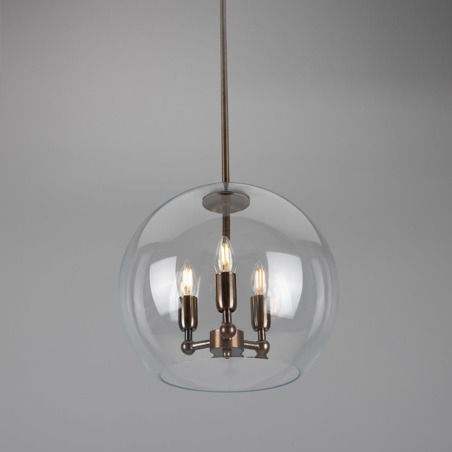 Clermont Modern Mini Chandelier with Open Glass Globe, Three-Light