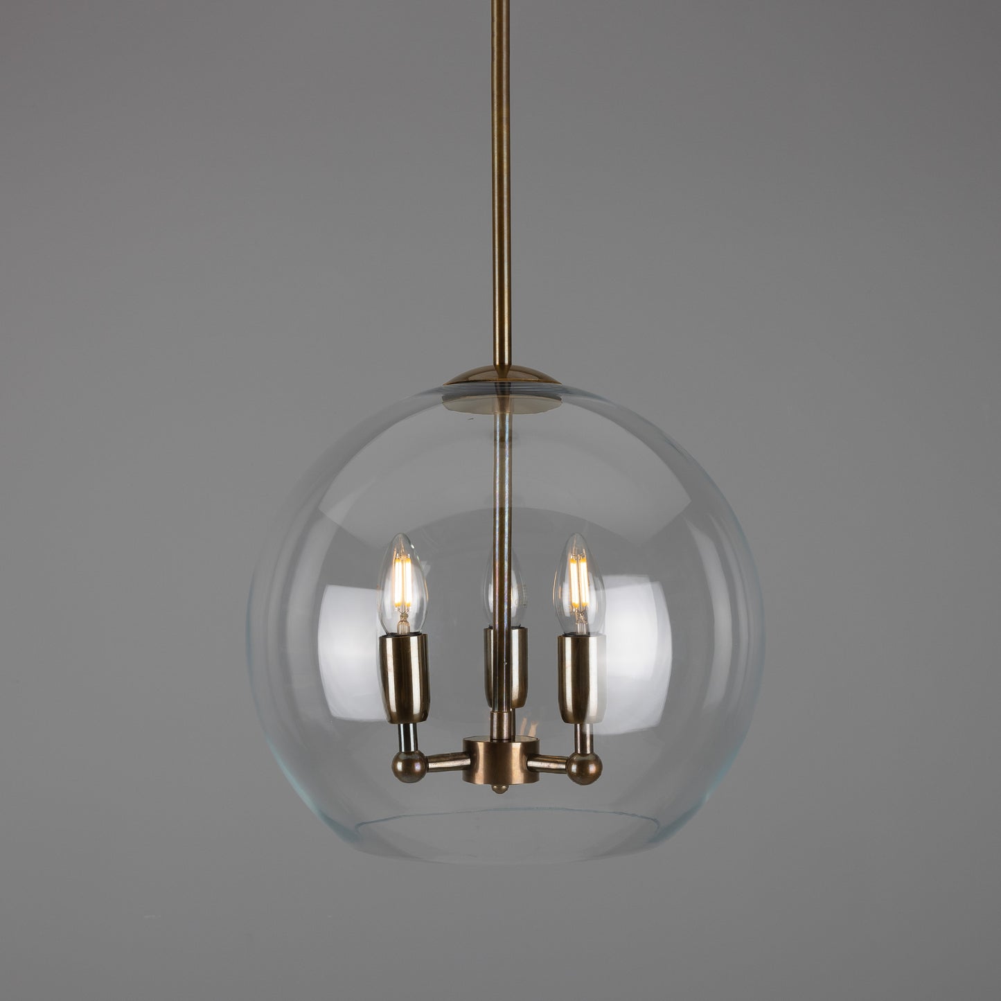 Clermont Modern Mini Chandelier with Open Glass Globe, Three-Light