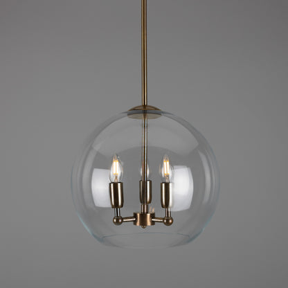 Clermont Modern Mini Chandelier with Open Glass Globe, Three-Light