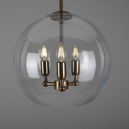 Clermont Modern Mini Chandelier with Open Glass Globe, Three-Light