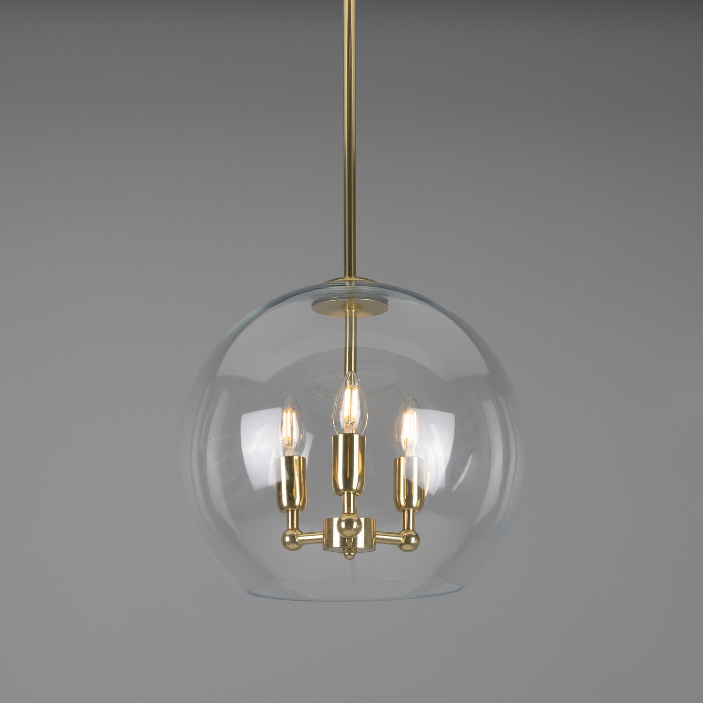 Clermont Modern Mini Chandelier with Open Glass Globe, Three-Light