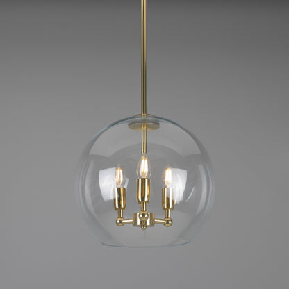 Clermont Modern Mini Chandelier with Open Glass Globe, Three-Light
