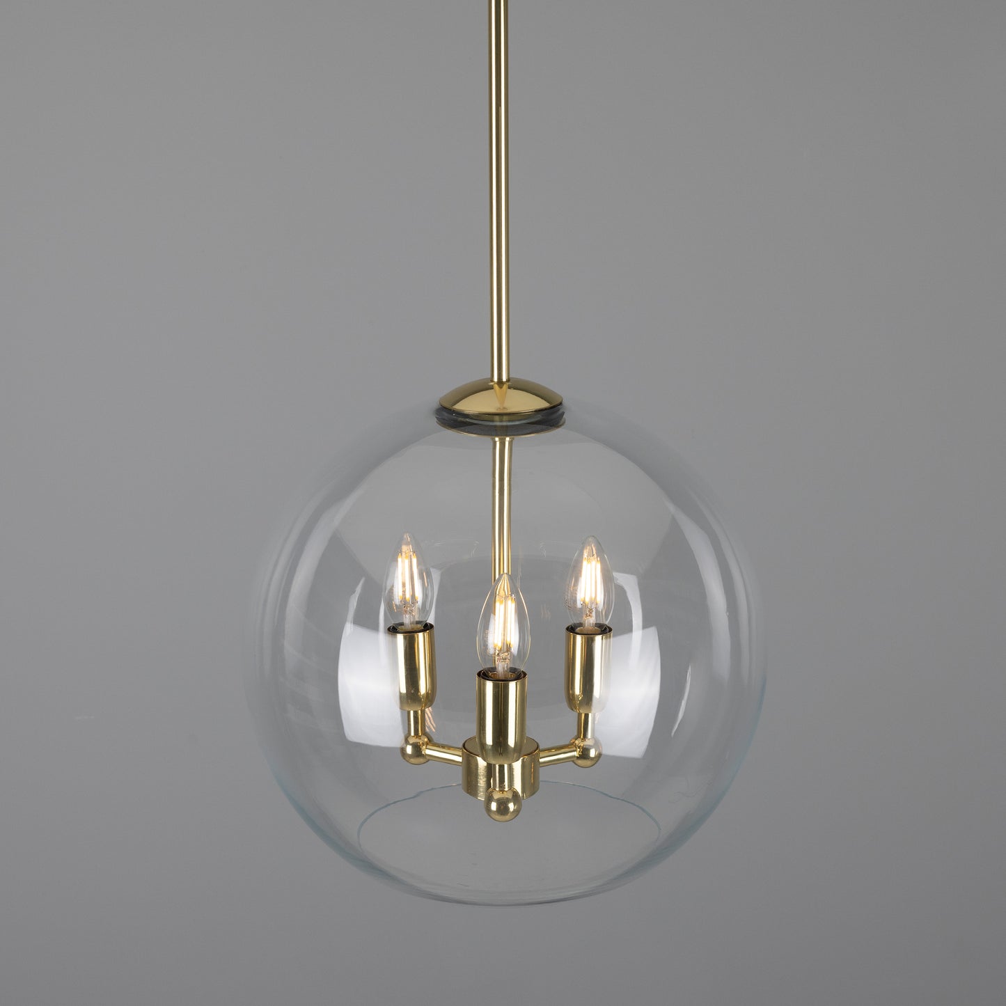 Clermont Modern Mini Chandelier with Open Glass Globe, Three-Light