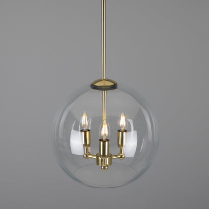 Clermont Modern Mini Chandelier with Open Glass Globe, Three-Light
