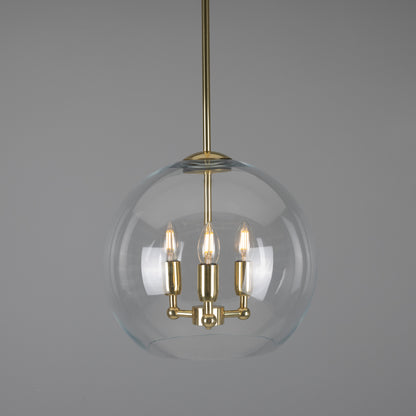 Clermont Modern Mini Chandelier with Open Glass Globe, Three-Light