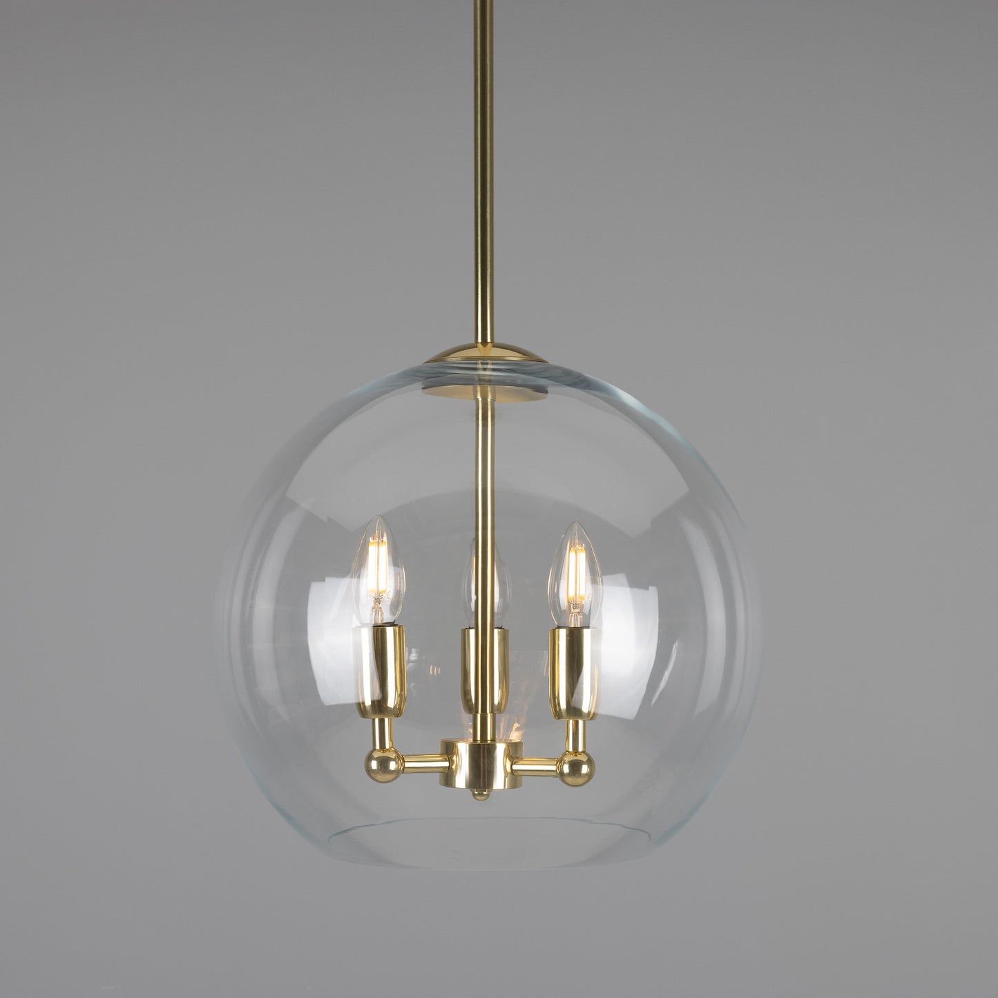 Clermont Modern Mini Chandelier with Open Glass Globe, Three-Light