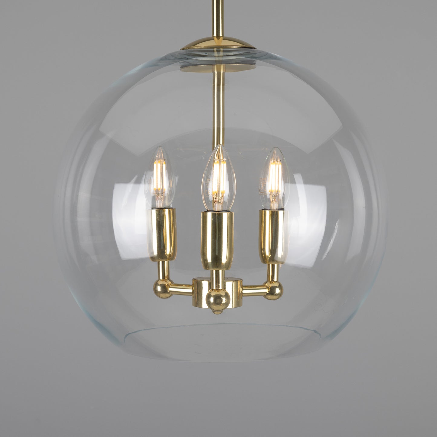 Clermont Modern Mini Chandelier with Open Glass Globe, Three-Light