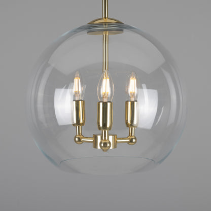 Clermont Modern Mini Chandelier with Open Glass Globe, Three-Light