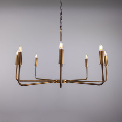 Irvine Modern Brass Chandelier, Eight-Light