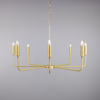 Irvine Modern Brass Chandelier, Eight-Light