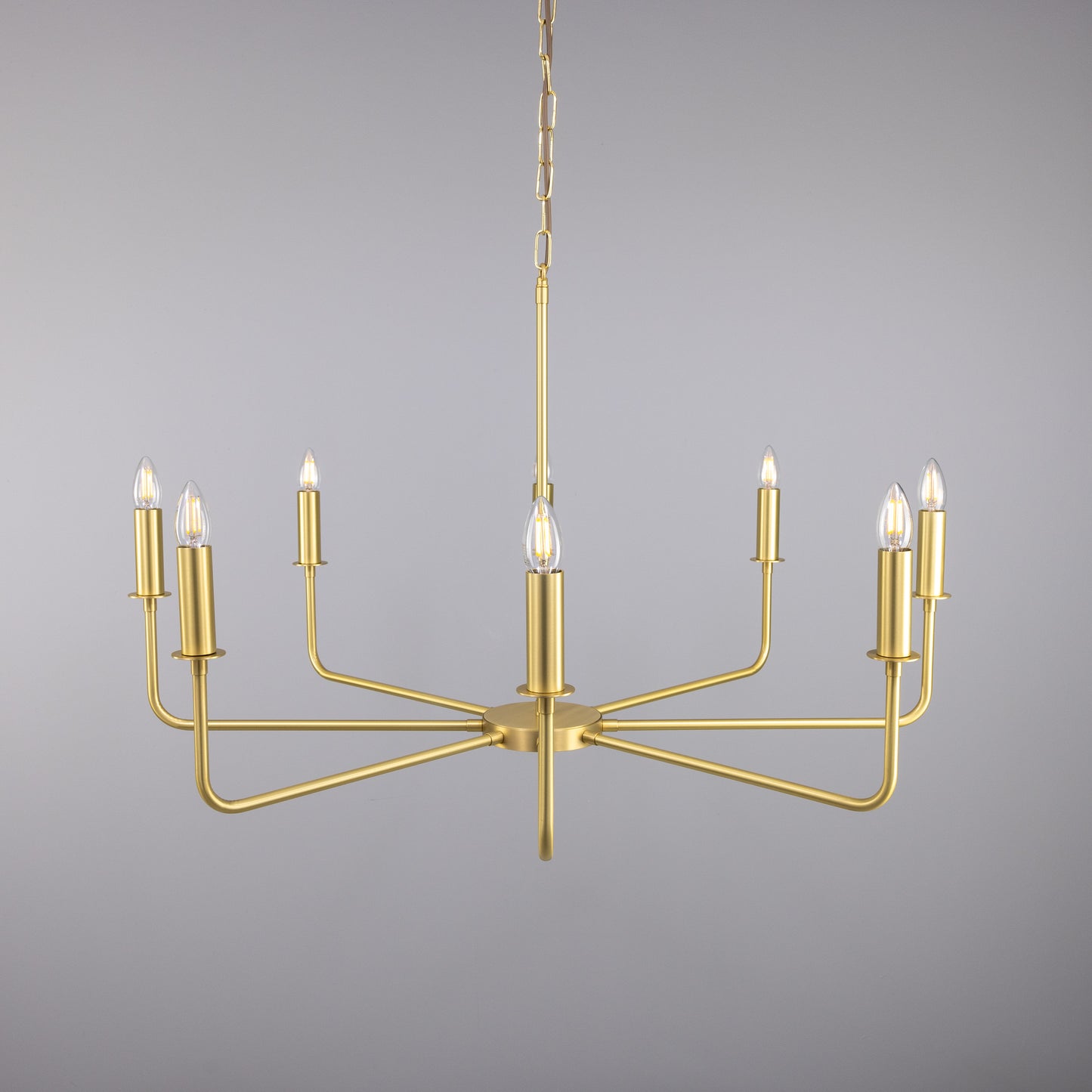 Irvine Modern Brass Chandelier, Eight-Light