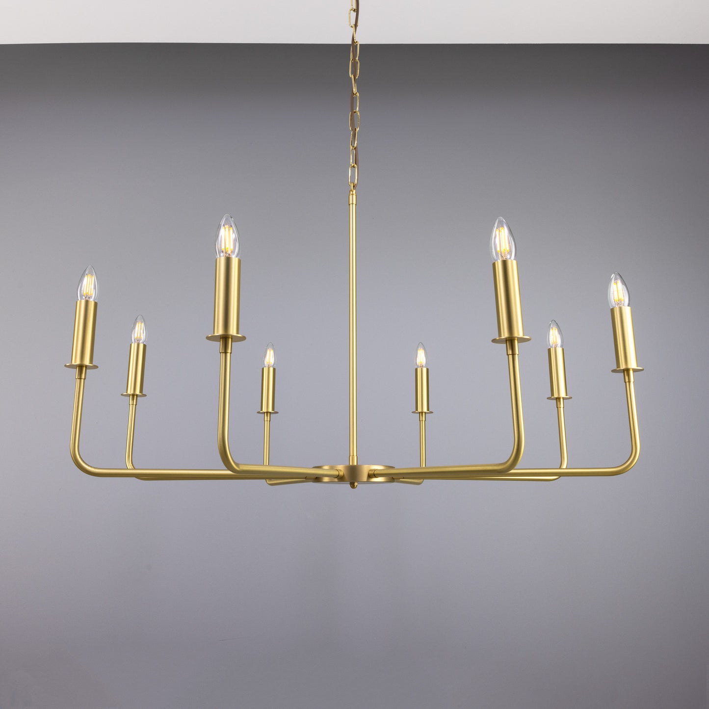 Irvine Modern Brass Chandelier, Eight-Light