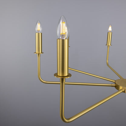 Irvine Modern Brass Chandelier, Eight-Light