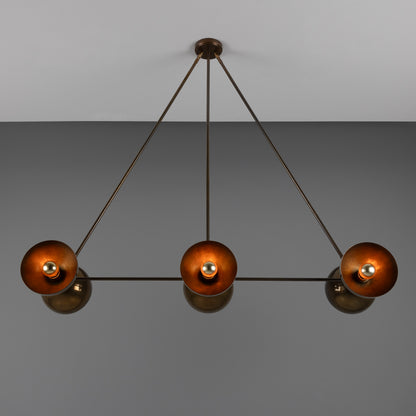 Eclipse Brass Dome Chandelier, Six-Light