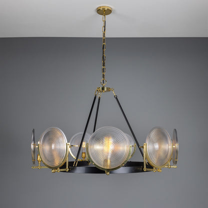 Lustre Portland en verre prismatique à neuf lumières