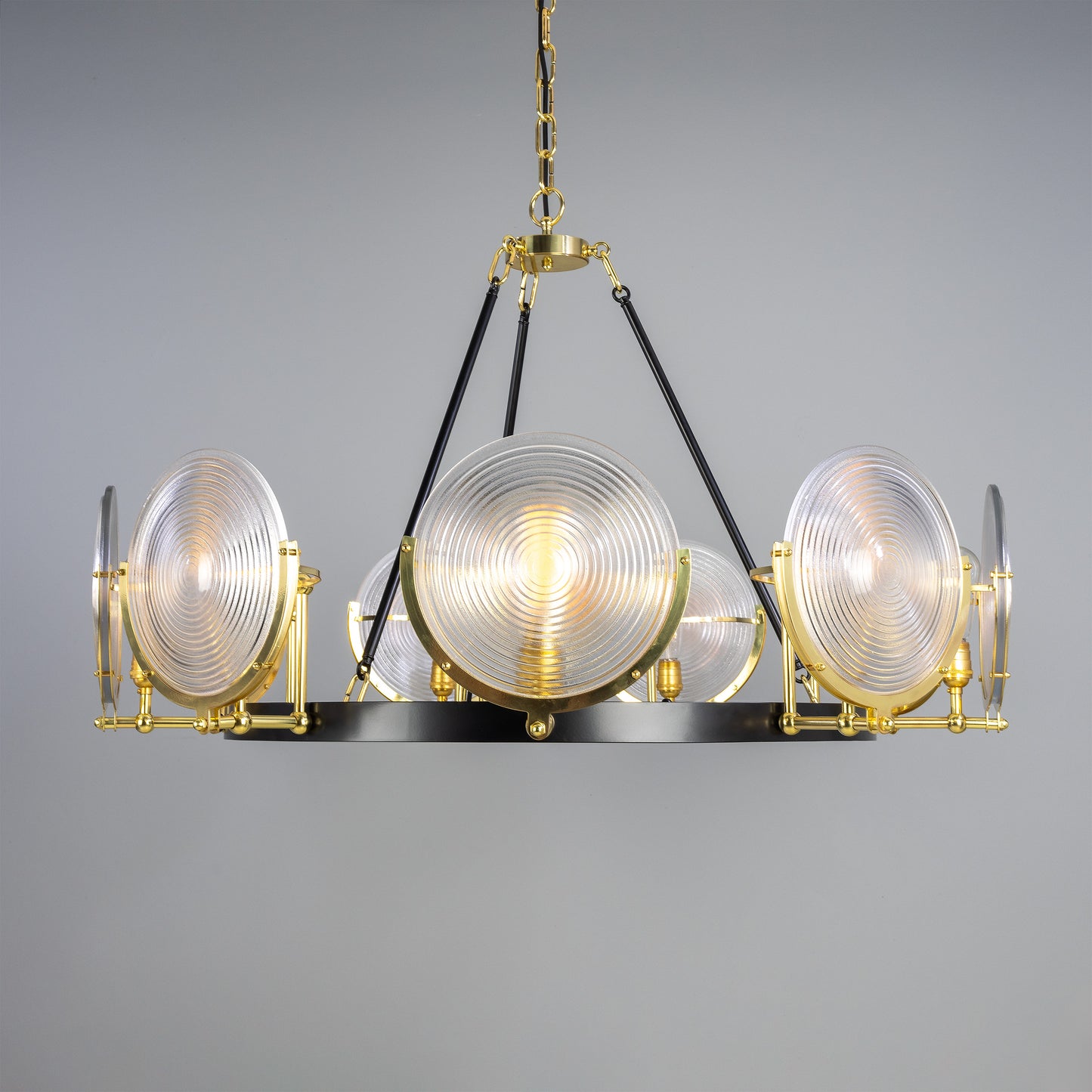 Lustre Portland en verre prismatique à neuf lumières