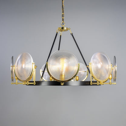 Lustre Portland en verre prismatique à neuf lumières