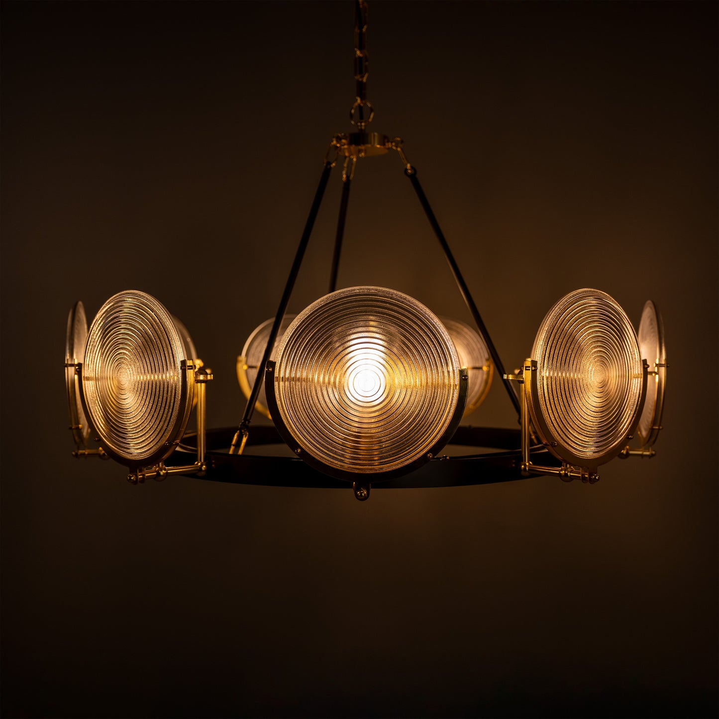 Lustre Portland en verre prismatique à neuf lumières