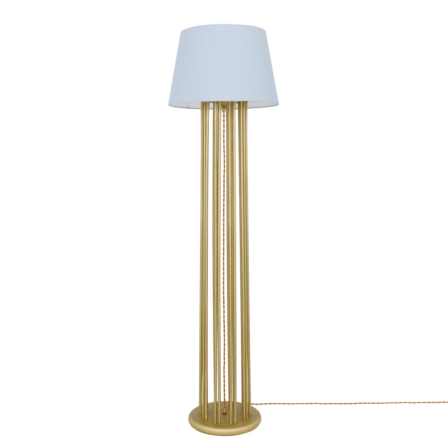 Lampadaire contemporain Banjul en laiton avec abat-jour en tissu