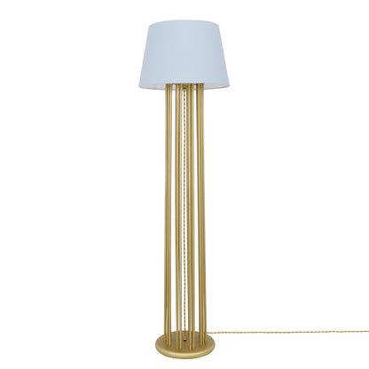 Lampadaire contemporain Banjul en laiton avec abat-jour en tissu