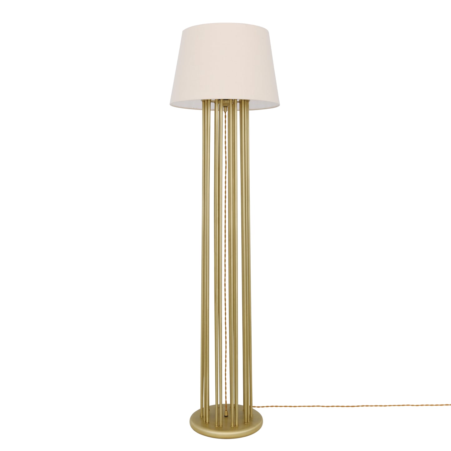Lampadaire contemporain Banjul en laiton avec abat-jour en tissu