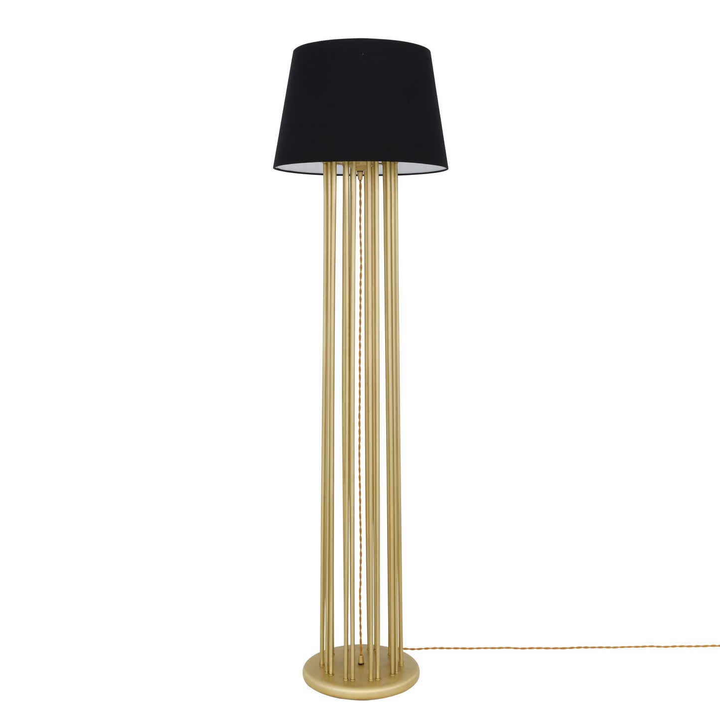 Lampadaire contemporain Banjul en laiton avec abat-jour en tissu