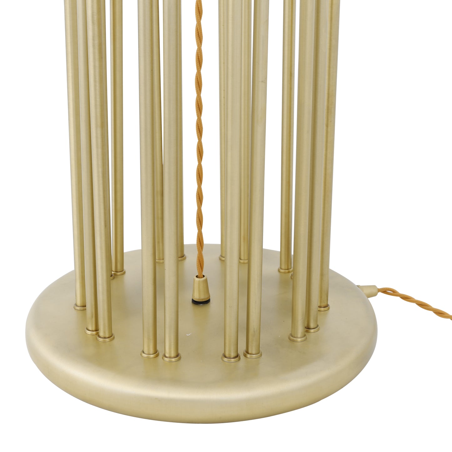 Lampadaire contemporain Banjul en laiton avec abat-jour en tissu