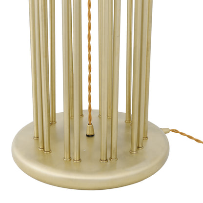 Lampadaire contemporain Banjul en laiton avec abat-jour en tissu