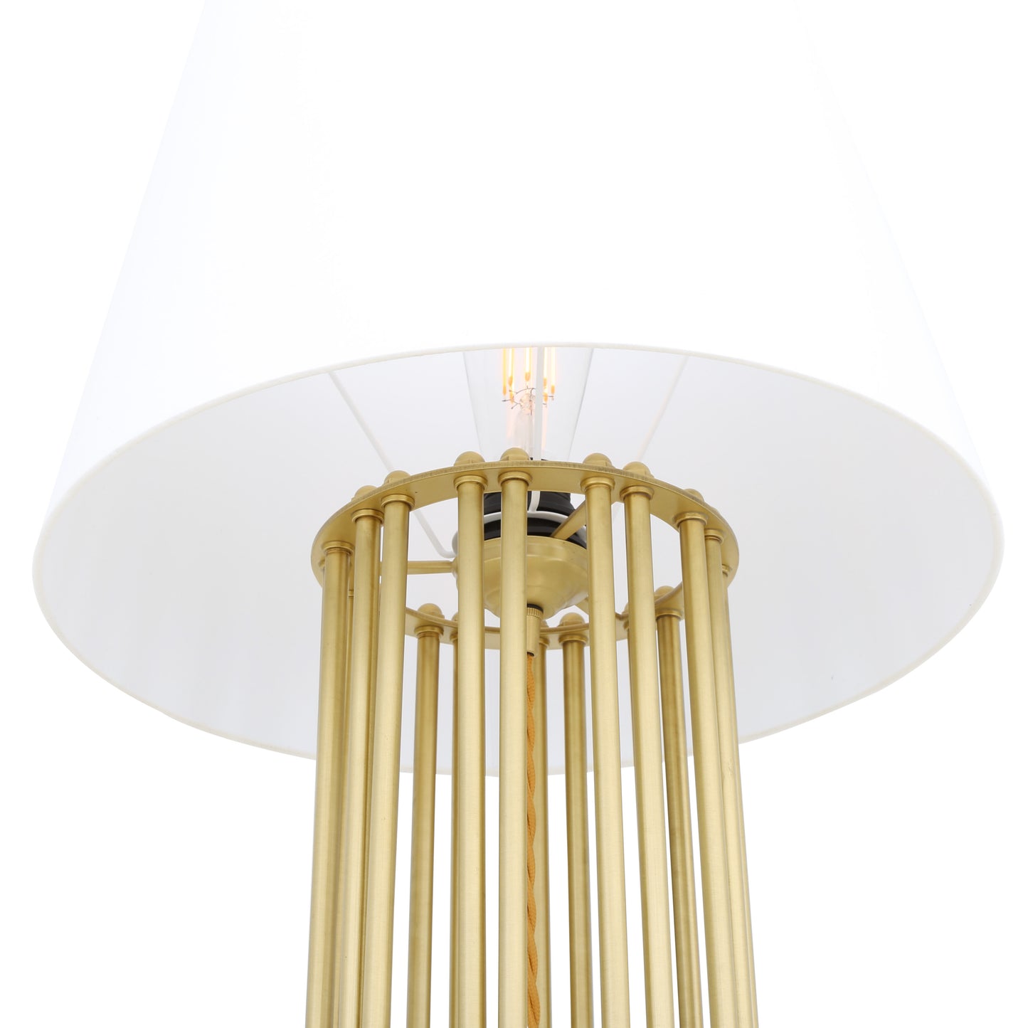 Lampadaire contemporain Banjul en laiton avec abat-jour en tissu