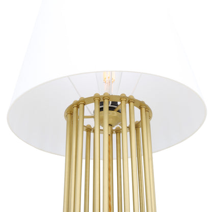 Lampadaire contemporain Banjul en laiton avec abat-jour en tissu