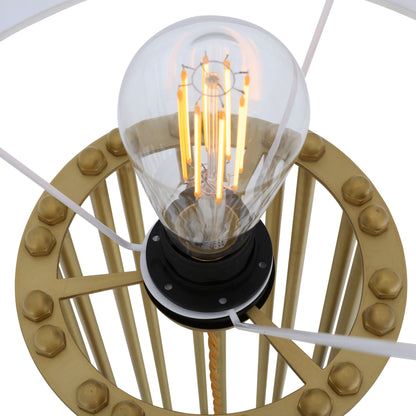 Lampadaire contemporain Banjul en laiton avec abat-jour en tissu